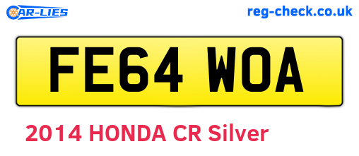 FE64WOA are the vehicle registration plates.