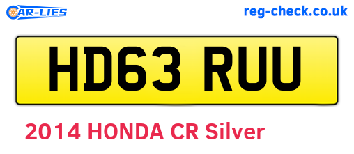 HD63RUU are the vehicle registration plates.