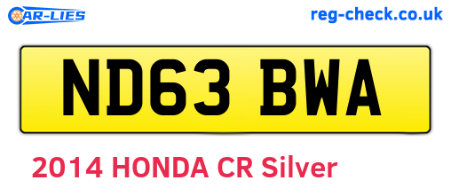 ND63BWA are the vehicle registration plates.