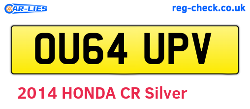 OU64UPV are the vehicle registration plates.