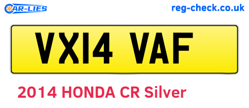 VX14VAF are the vehicle registration plates.