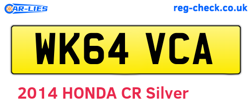 WK64VCA are the vehicle registration plates.