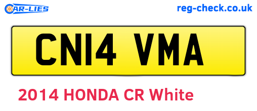 CN14VMA are the vehicle registration plates.
