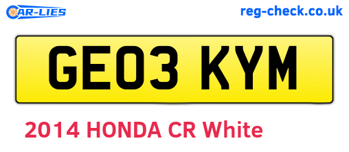 GE03KYM are the vehicle registration plates.