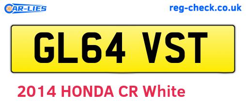 GL64VST are the vehicle registration plates.