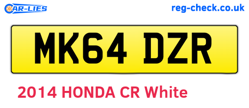 MK64DZR are the vehicle registration plates.