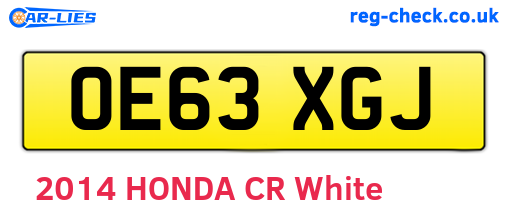 OE63XGJ are the vehicle registration plates.