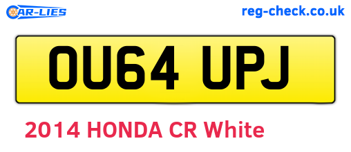 OU64UPJ are the vehicle registration plates.