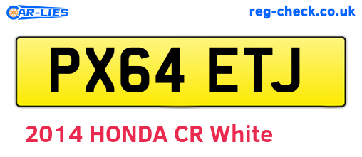 PX64ETJ are the vehicle registration plates.