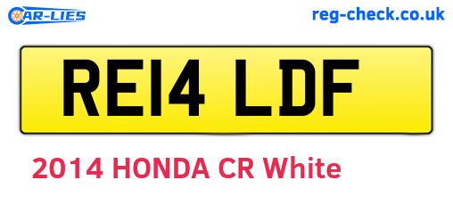RE14LDF are the vehicle registration plates.