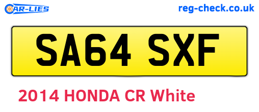 SA64SXF are the vehicle registration plates.
