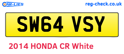 SW64VSY are the vehicle registration plates.