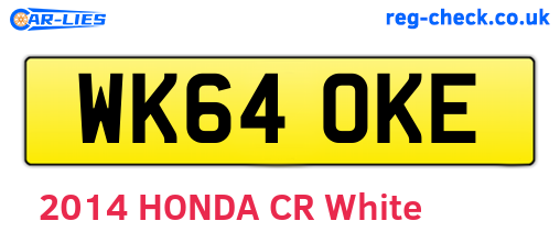WK64OKE are the vehicle registration plates.