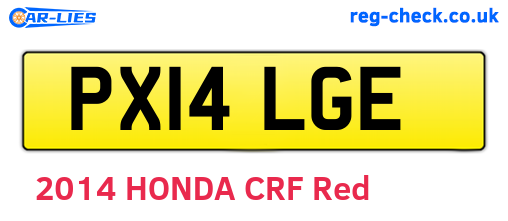 PX14LGE are the vehicle registration plates.