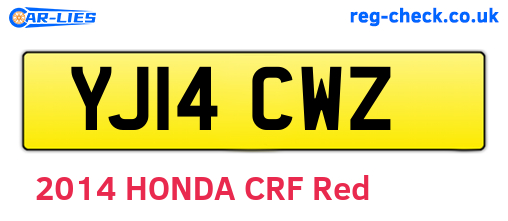 YJ14CWZ are the vehicle registration plates.