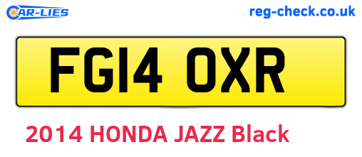FG14OXR are the vehicle registration plates.
