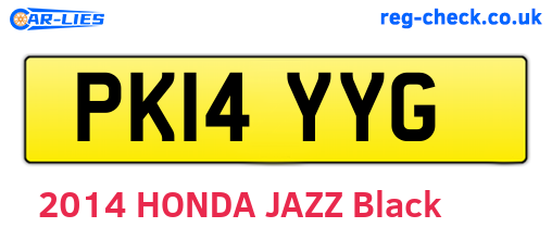 PK14YYG are the vehicle registration plates.