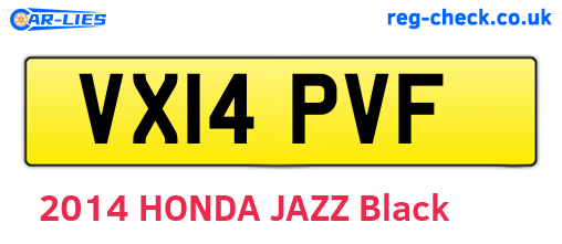 VX14PVF are the vehicle registration plates.