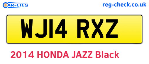 WJ14RXZ are the vehicle registration plates.