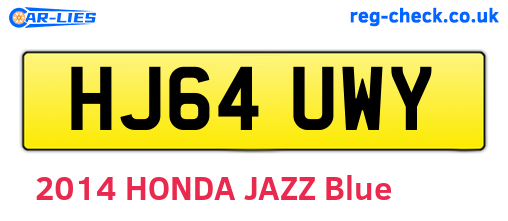 HJ64UWY are the vehicle registration plates.