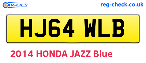 HJ64WLB are the vehicle registration plates.