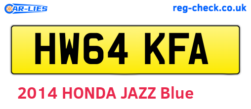 HW64KFA are the vehicle registration plates.