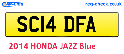 SC14DFA are the vehicle registration plates.