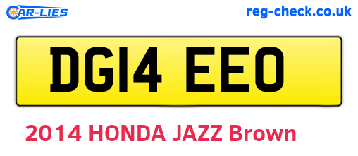 DG14EEO are the vehicle registration plates.