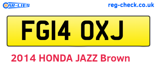 FG14OXJ are the vehicle registration plates.