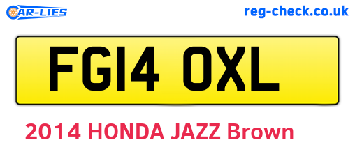 FG14OXL are the vehicle registration plates.