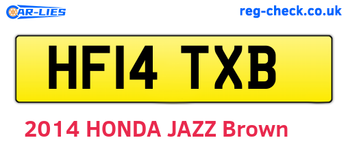 HF14TXB are the vehicle registration plates.