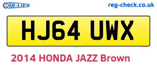 HJ64UWX are the vehicle registration plates.