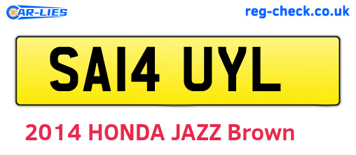 SA14UYL are the vehicle registration plates.