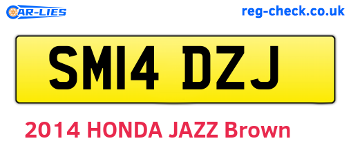 SM14DZJ are the vehicle registration plates.
