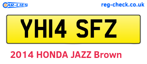 YH14SFZ are the vehicle registration plates.