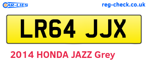 LR64JJX are the vehicle registration plates.