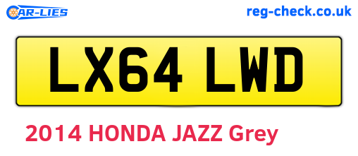 LX64LWD are the vehicle registration plates.