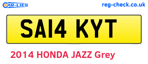 SA14KYT are the vehicle registration plates.