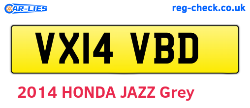 VX14VBD are the vehicle registration plates.