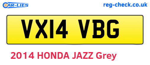 VX14VBG are the vehicle registration plates.