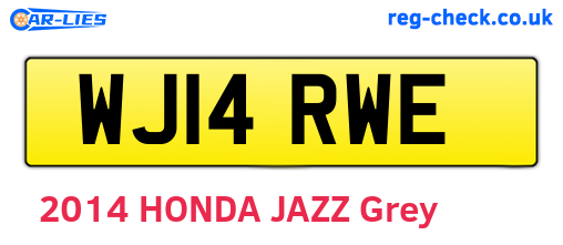 WJ14RWE are the vehicle registration plates.