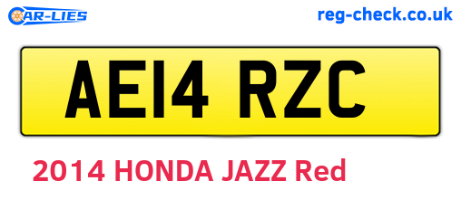 AE14RZC are the vehicle registration plates.
