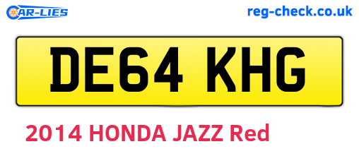 DE64KHG are the vehicle registration plates.