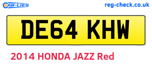 DE64KHW are the vehicle registration plates.