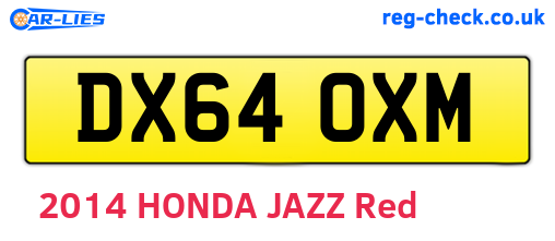 DX64OXM are the vehicle registration plates.