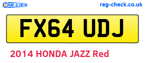 FX64UDJ are the vehicle registration plates.