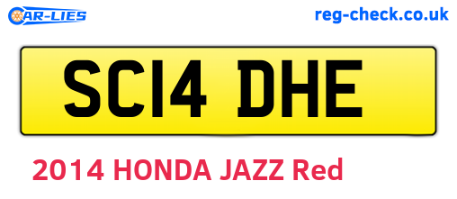 SC14DHE are the vehicle registration plates.