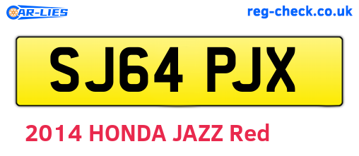 SJ64PJX are the vehicle registration plates.