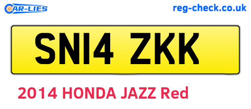SN14ZKK are the vehicle registration plates.