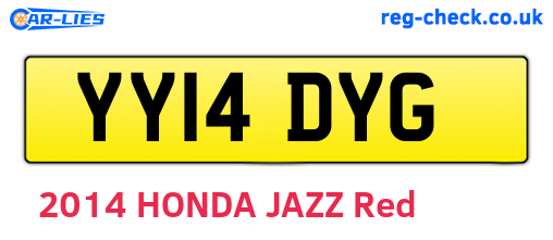 YY14DYG are the vehicle registration plates.